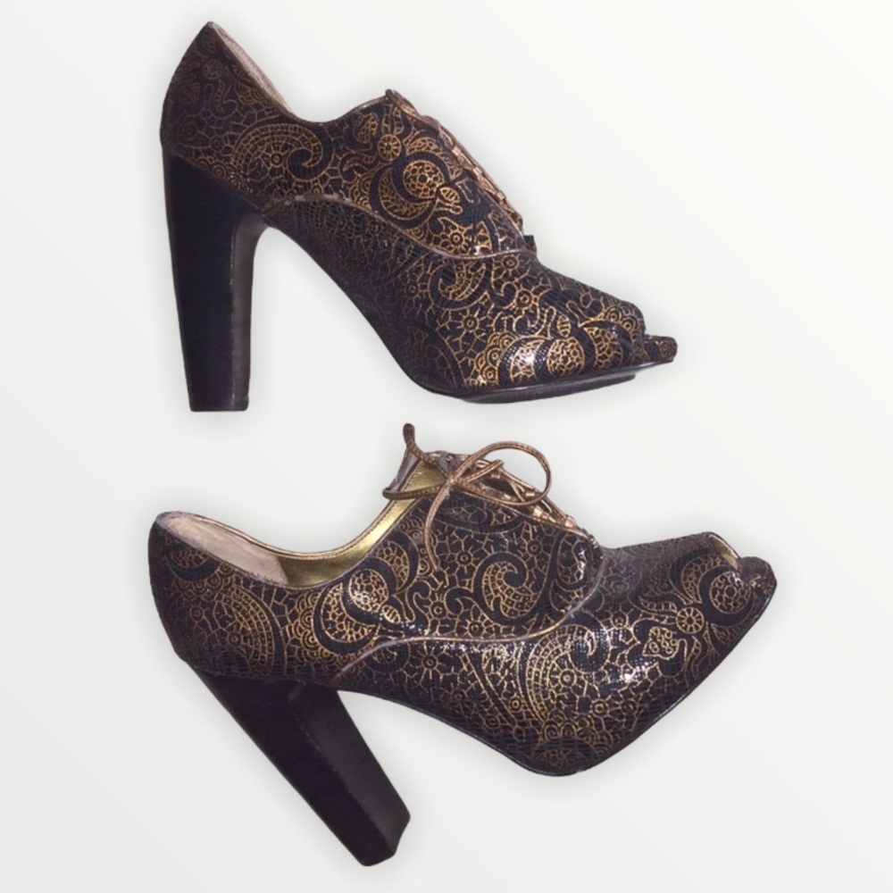 Zinc  Peep Toe Platform Heel Pumps